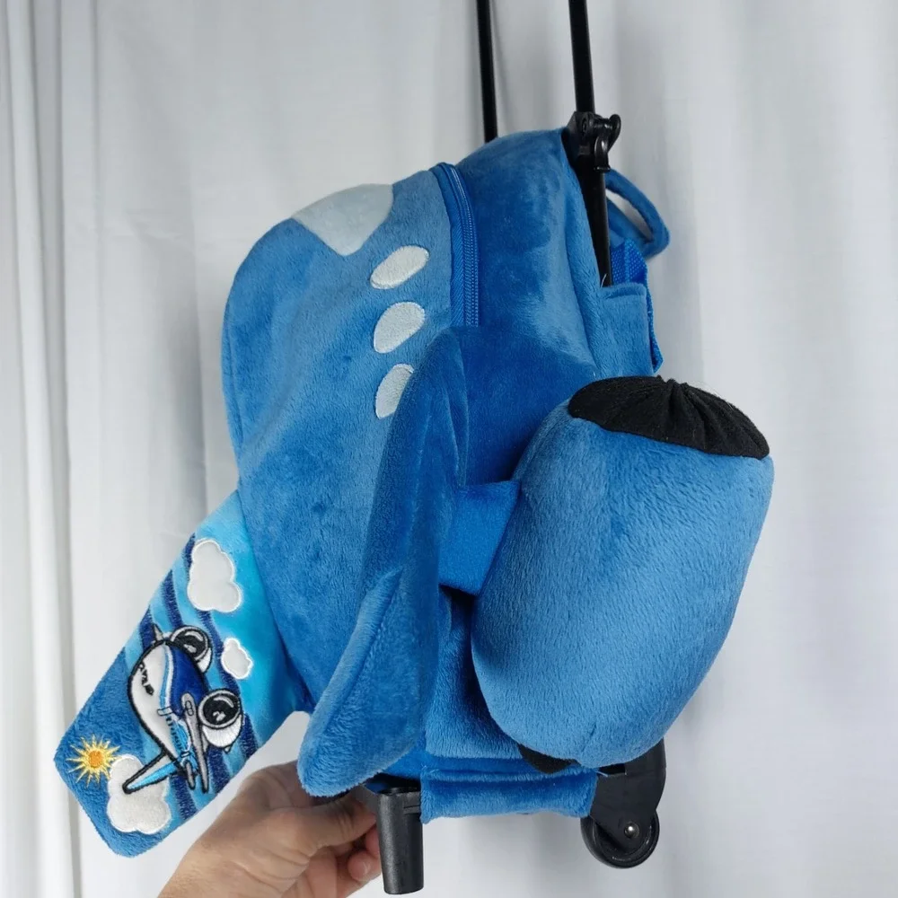 Boeing Airplane Kids Childs Rolling Carrying Case‎ Backpack Retractable Handle